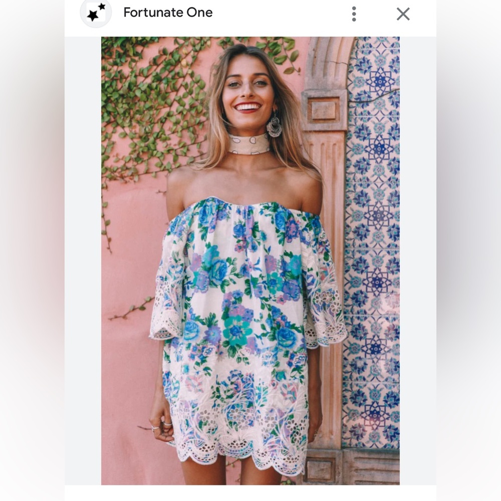 NWT Fortunate One flowy Floral mini, off the shoulder, size XS